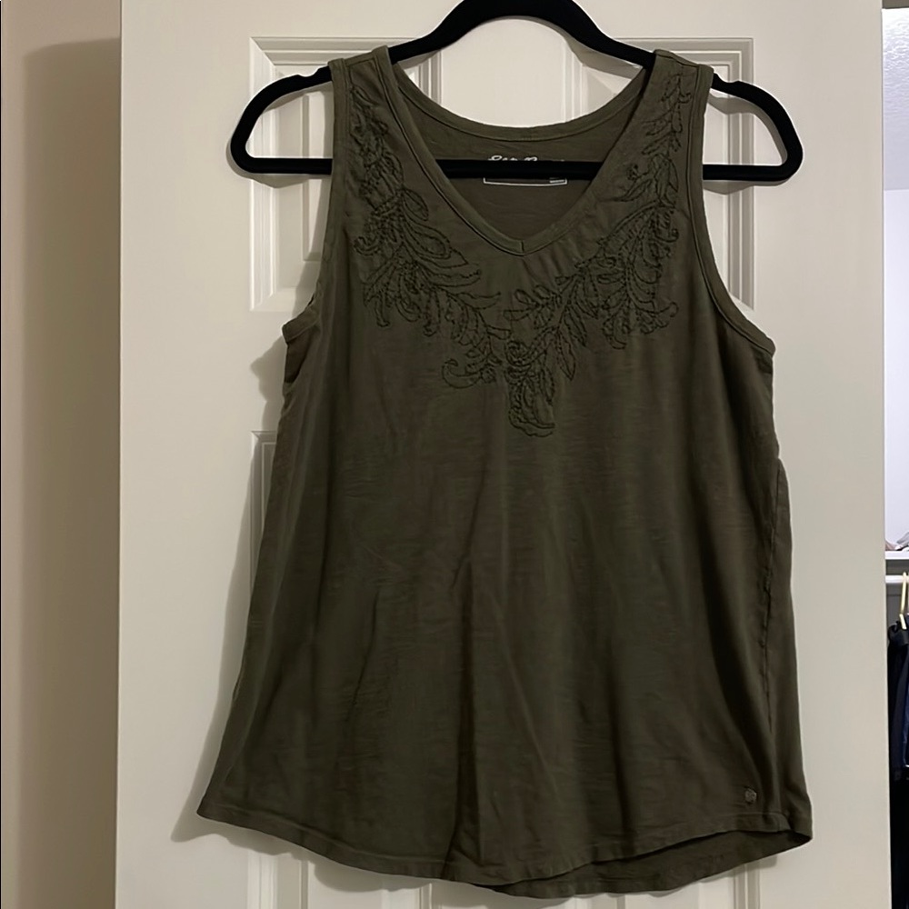 Eddie Bauer Green Embellished Sleeveless Tank Top